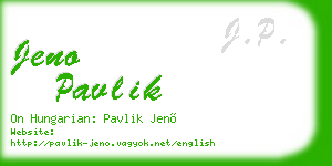 jeno pavlik business card